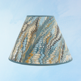 lampshade - hand marbled - 16" nila feathers