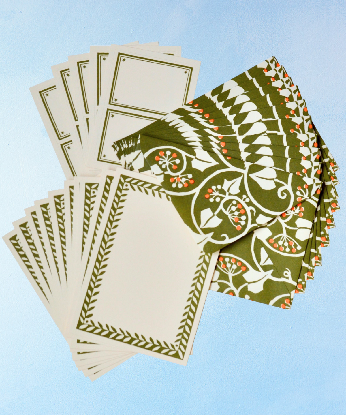 notecard set - ivy green and orange