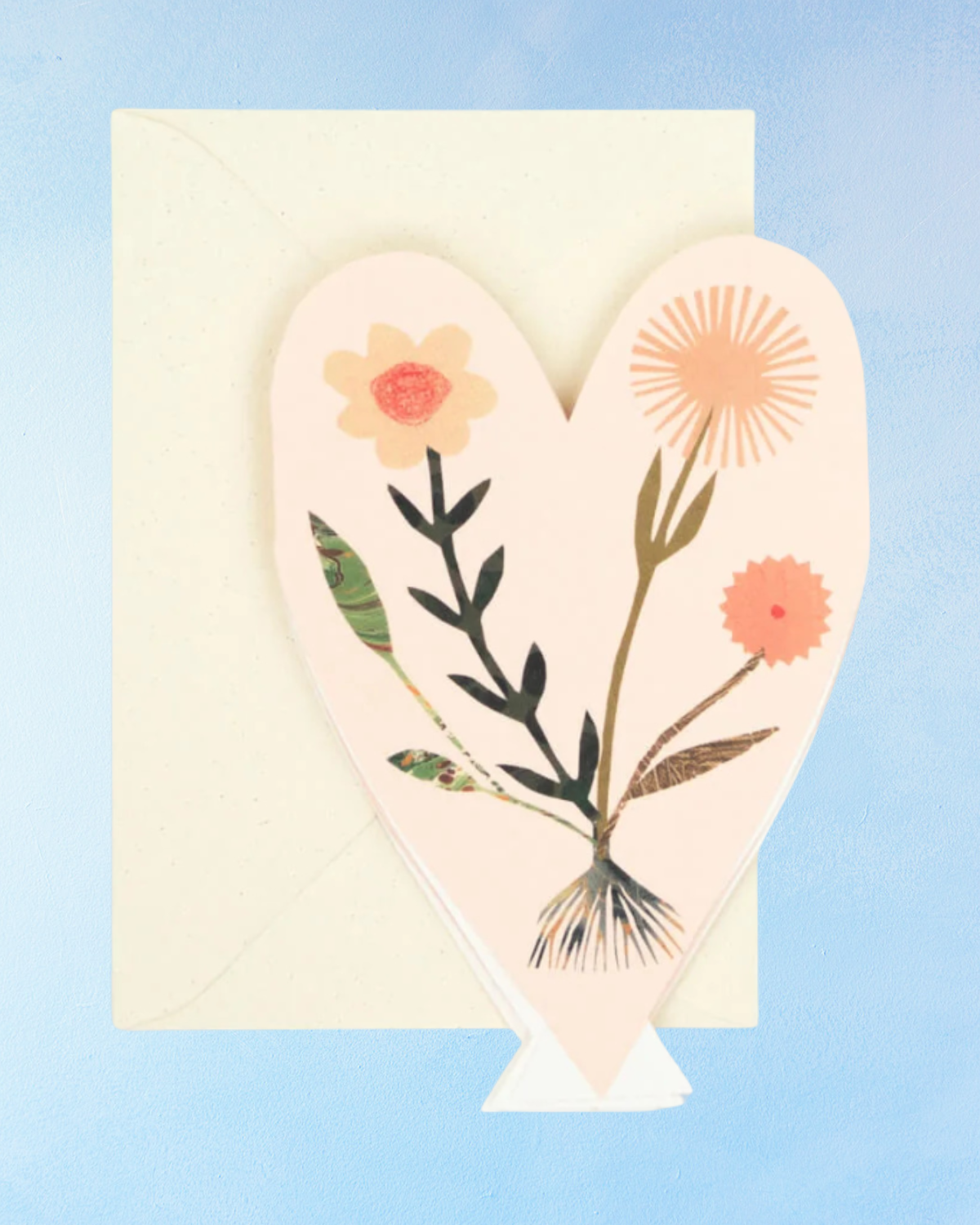 greeting card - floral hearts concertina