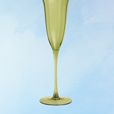 glassware - stemmed champagne flute - green petal