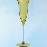 glassware - stemmed champagne flute - green petal