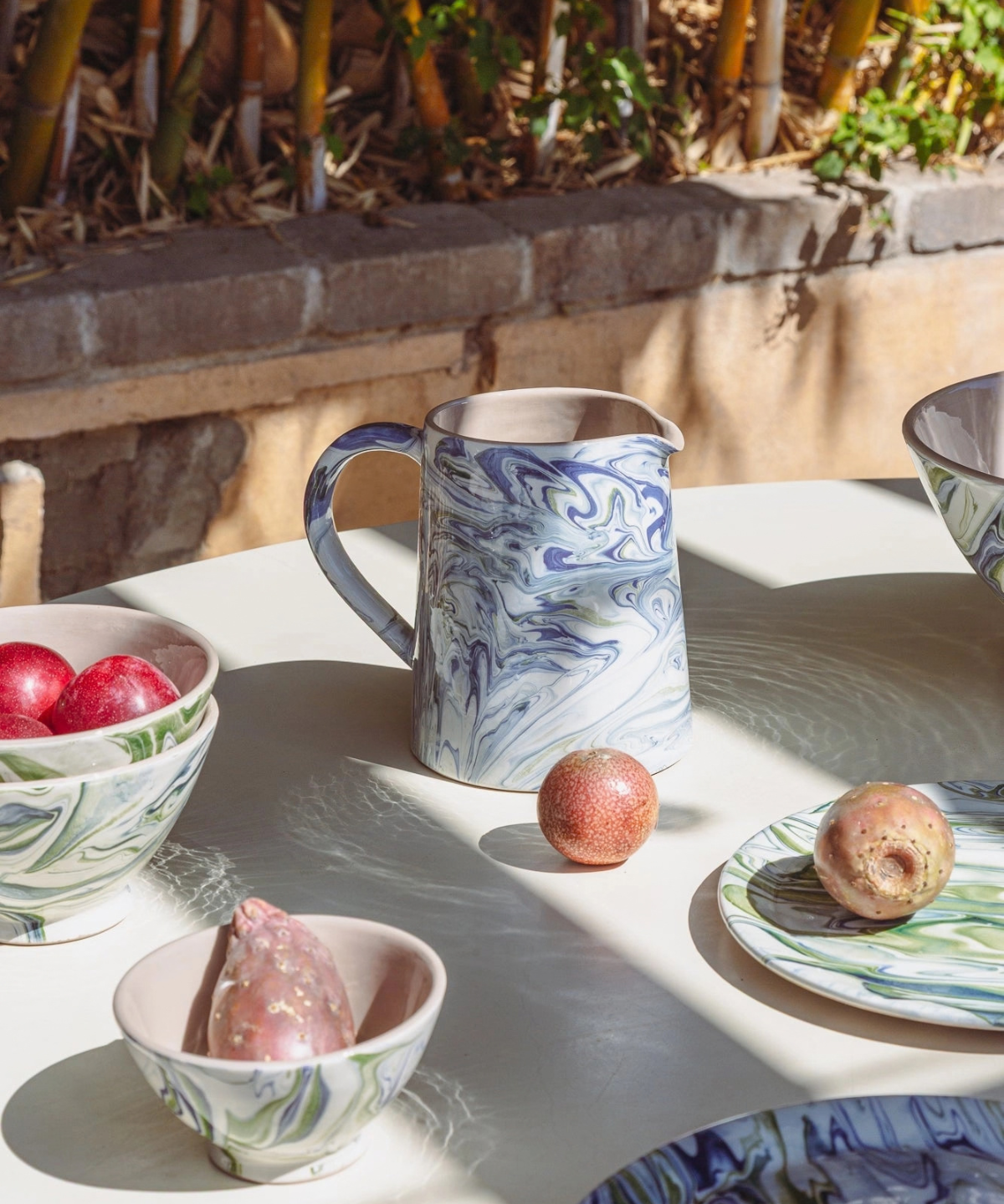 ceramic - marbled ocean pitcher