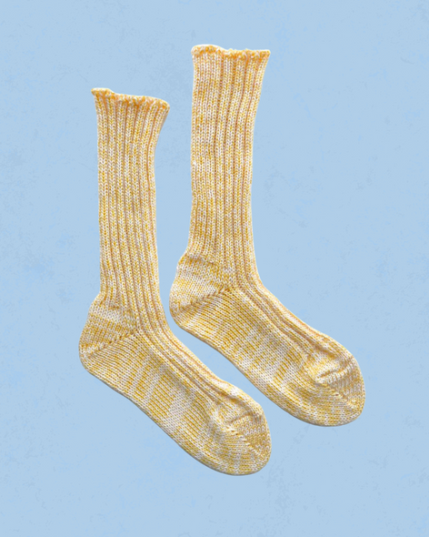 Okayok house sock in butter yellow