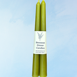 candle - pair of beeswax tapers - light olive (multiple sizes)