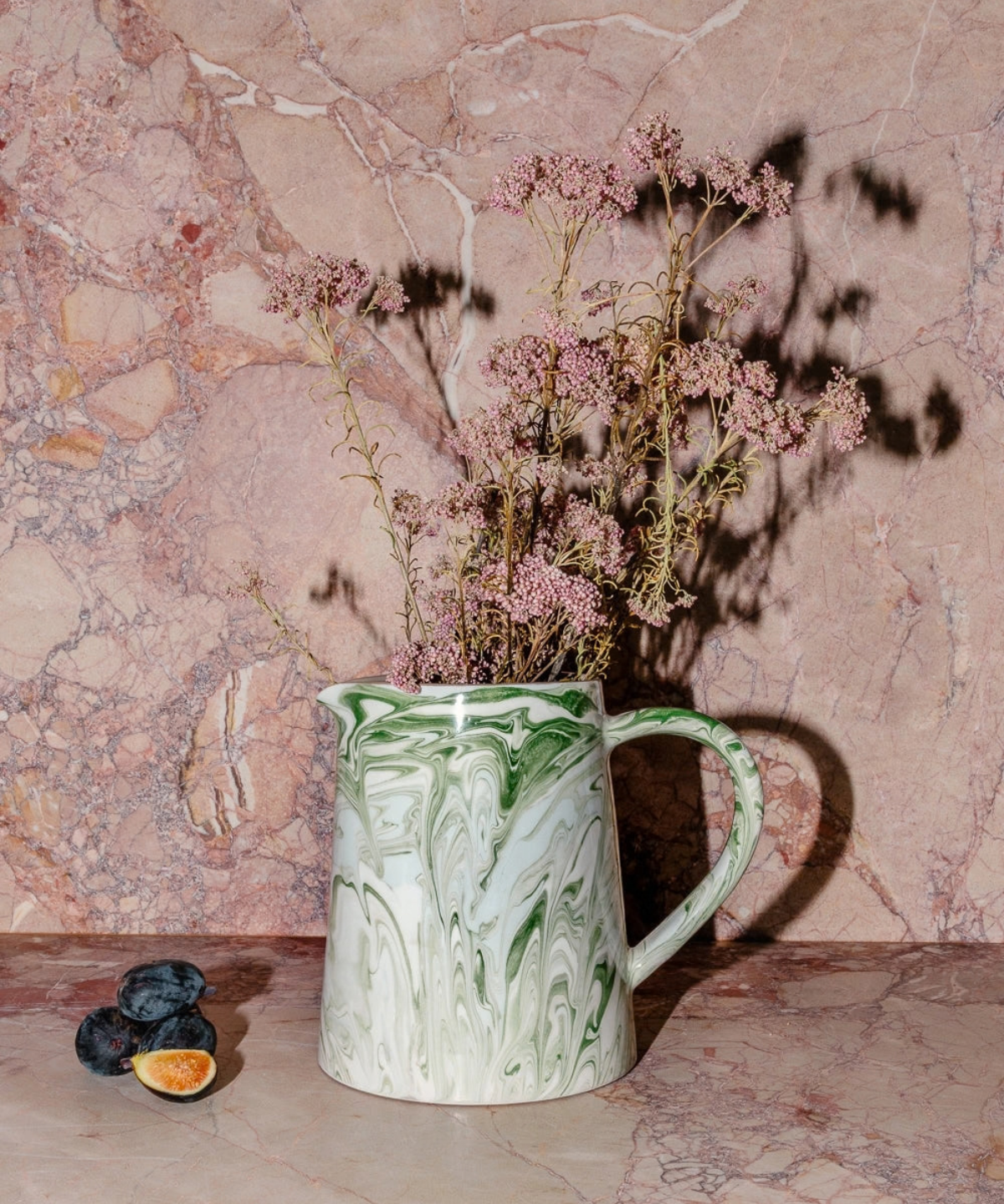 ceramic - marbled olive pitcher