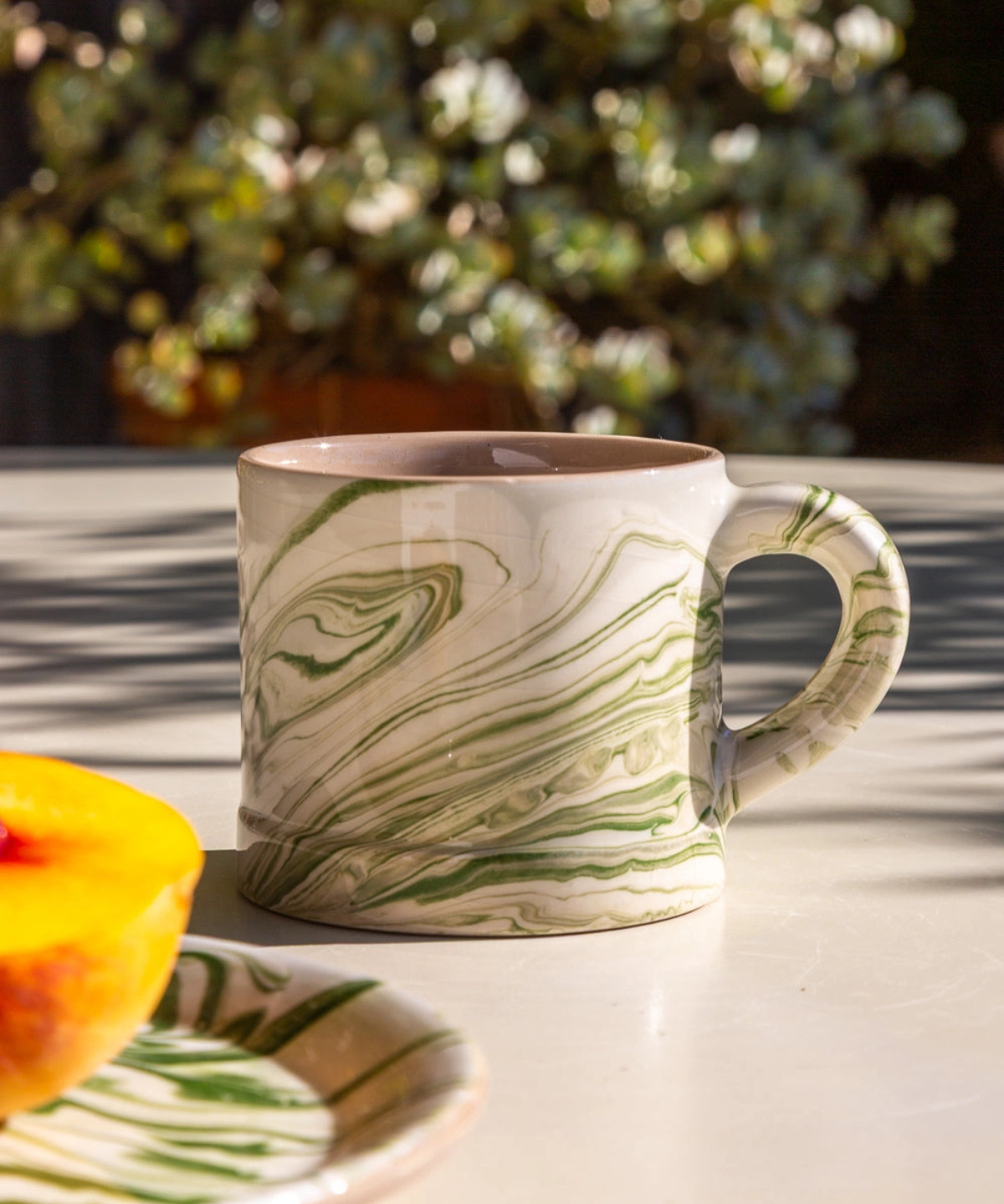 ceramic - marbled olive mug