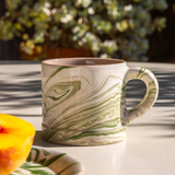 ceramic - marbled olive mug