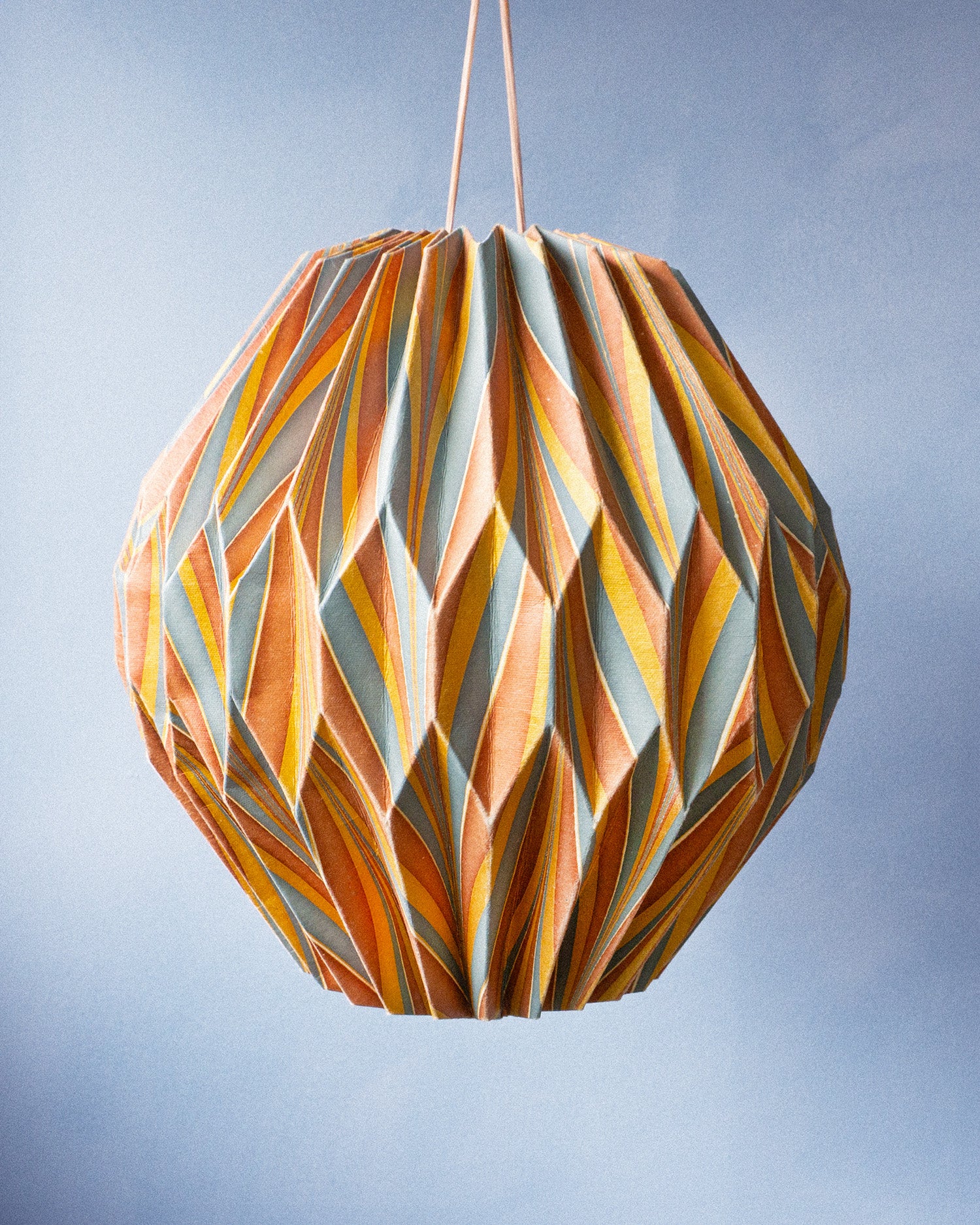marbled paper lantern - gold, light red and blue