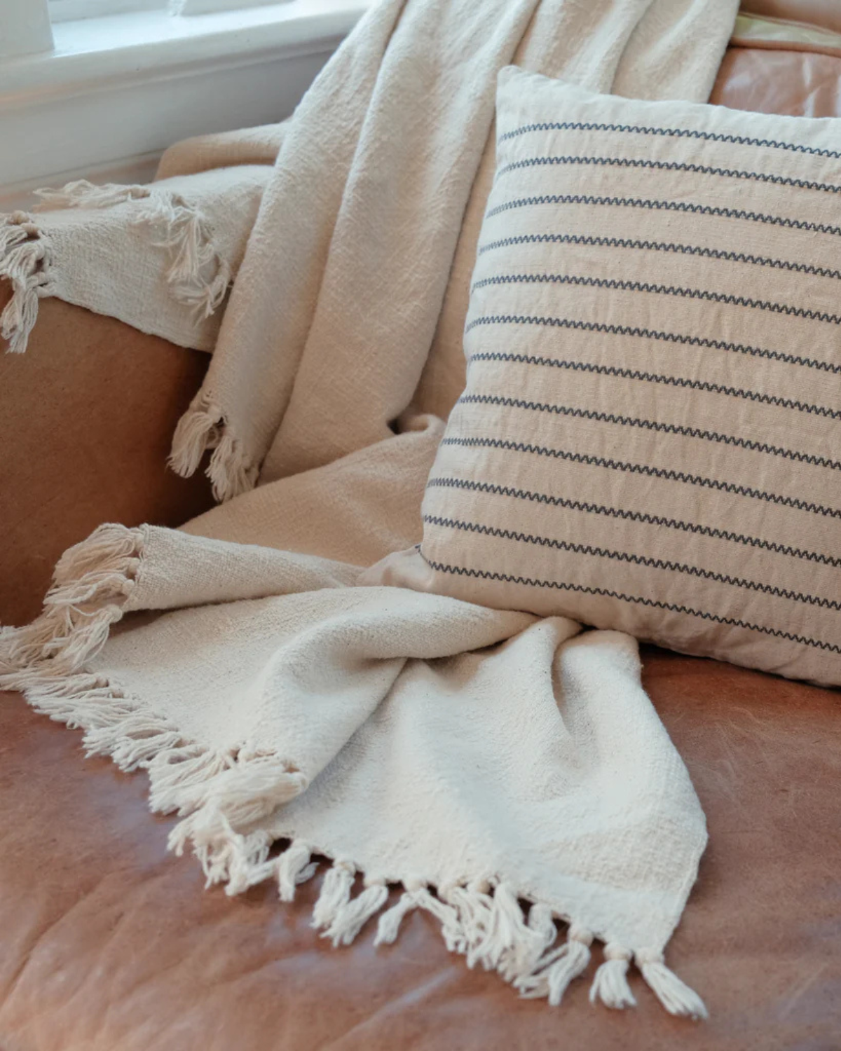 organic cotton throw - handwoven