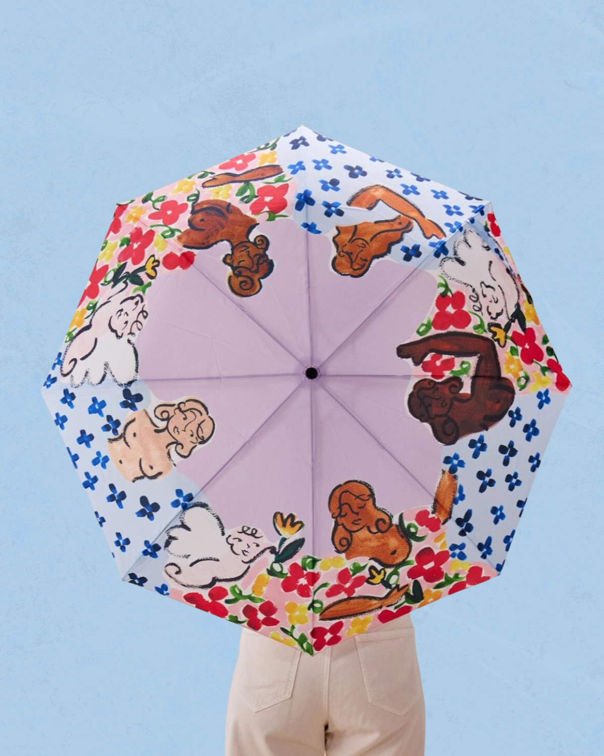 Opened Original Duckhead eco-friendly umbrella in Heaven's Garden