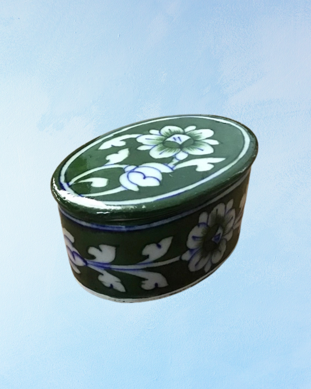 trinket box -  blue pottery (multiple styles)
