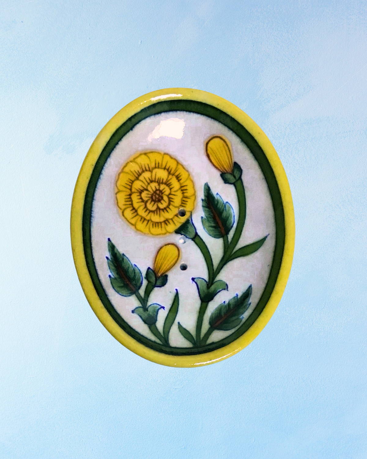 soap dish - oval  -  blue pottery (multiple styles)