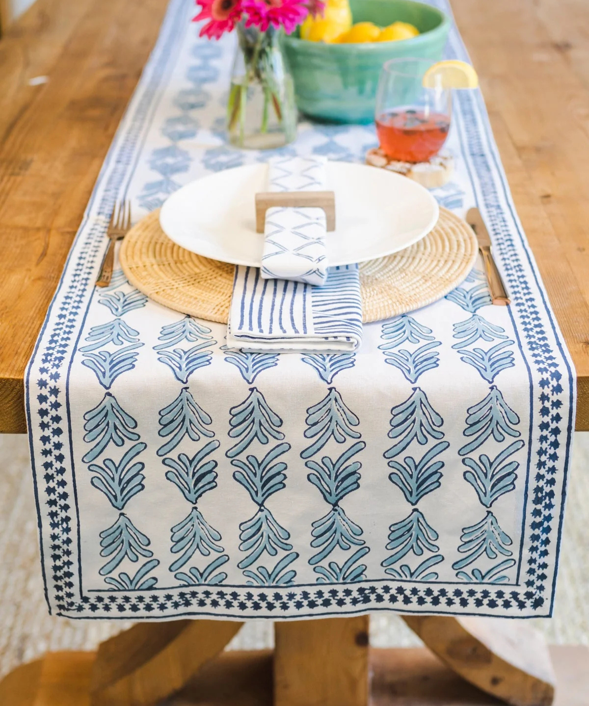 table runner - palmetto: uniform blue and navy