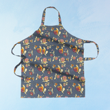 apron - pansy red and grey