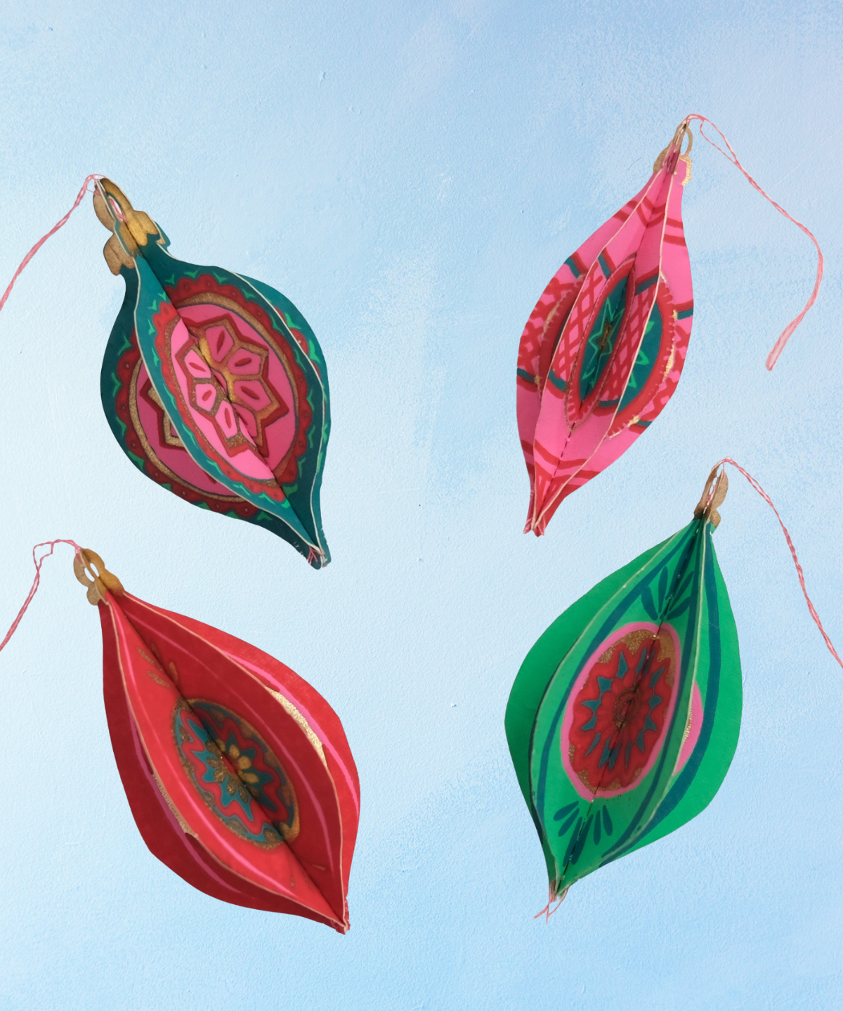 ornament - paper baubles - set of four