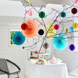 decoration - tissue paper fan - turquoise