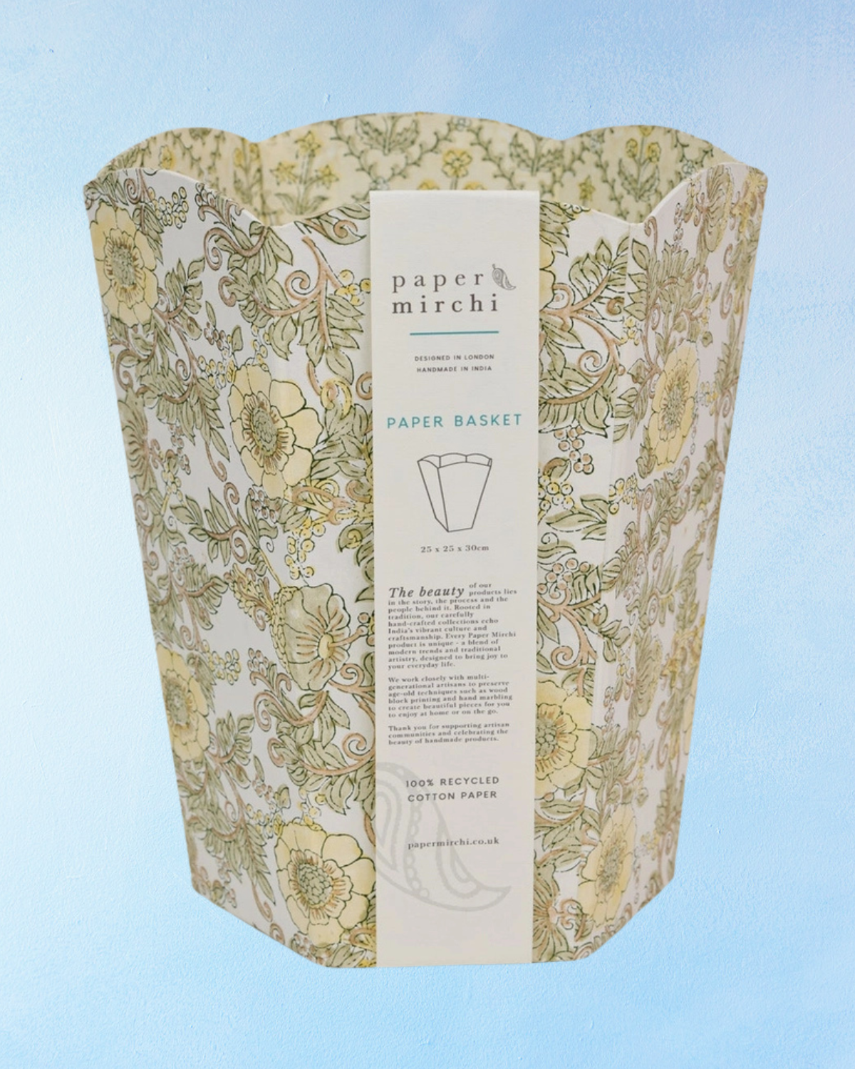 waste paper basket - wild rose buttercream