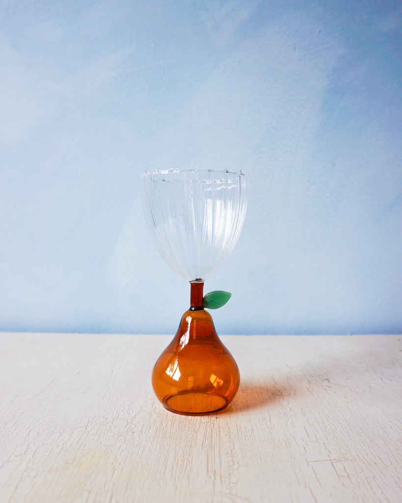 stemmed glass - pear amber