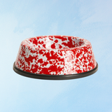 enamelware - small pet bowl - red splatter