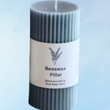candle - beeswax pillar: petrol blue