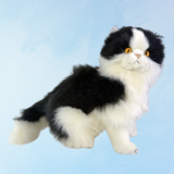 stuffed toy - white and black piebald cat: sitting