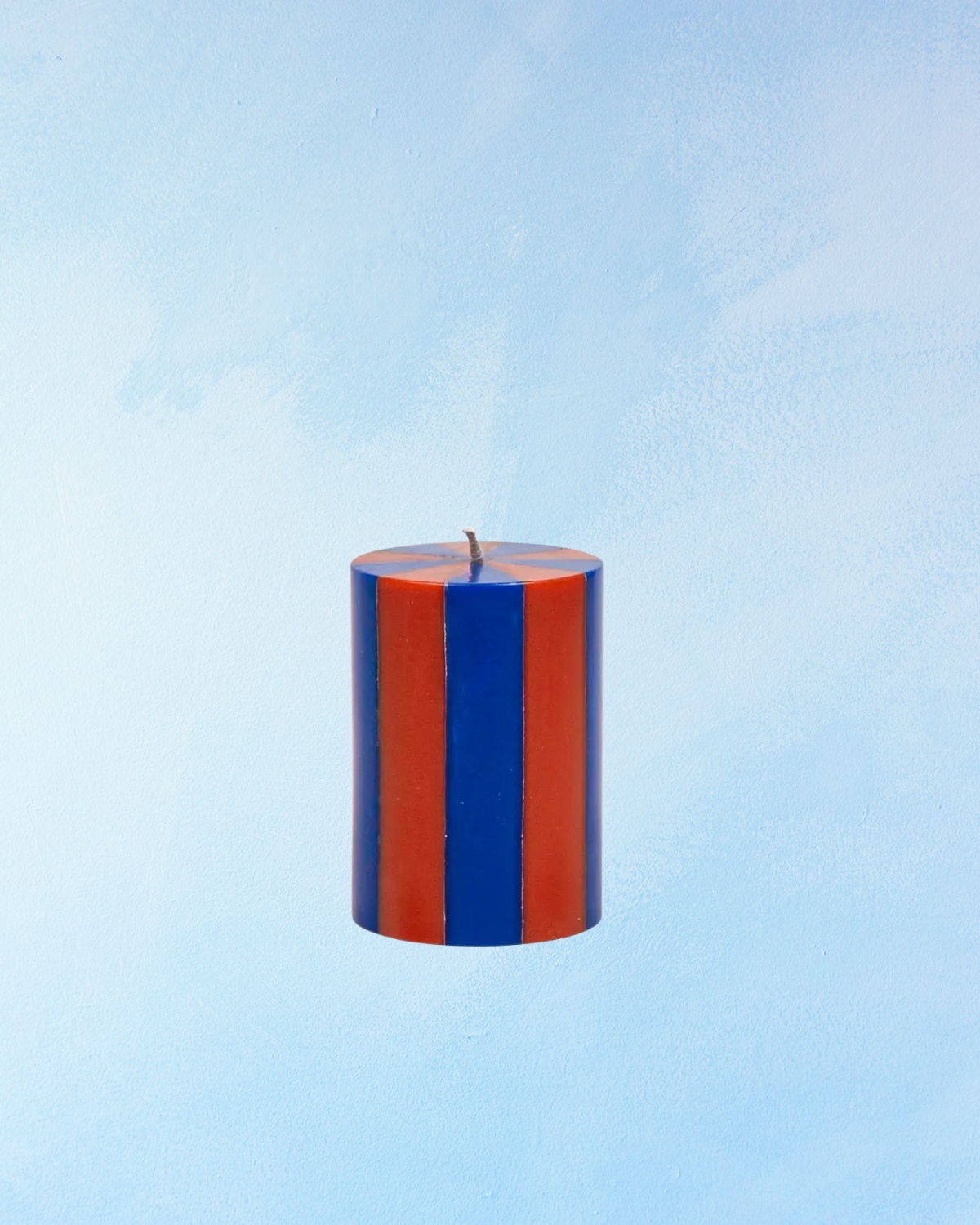 candle - pillar - indigo terracotta stripe