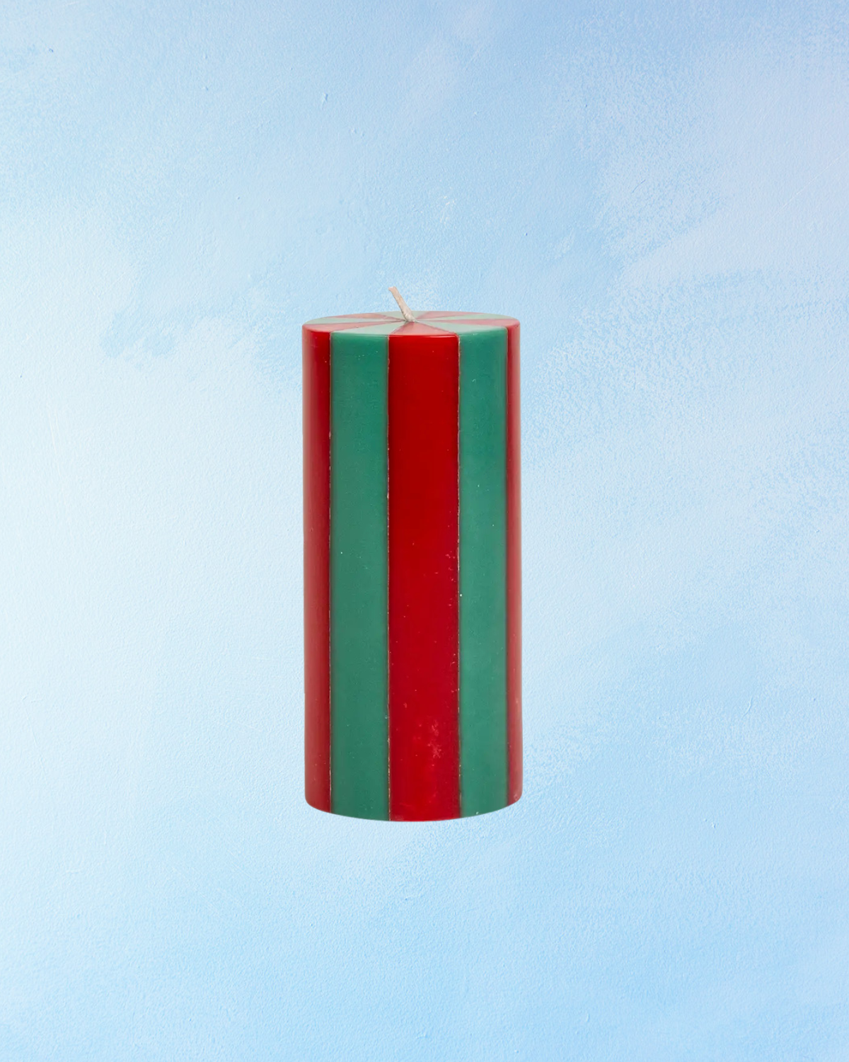 candle - pillar - racing red and green stripe