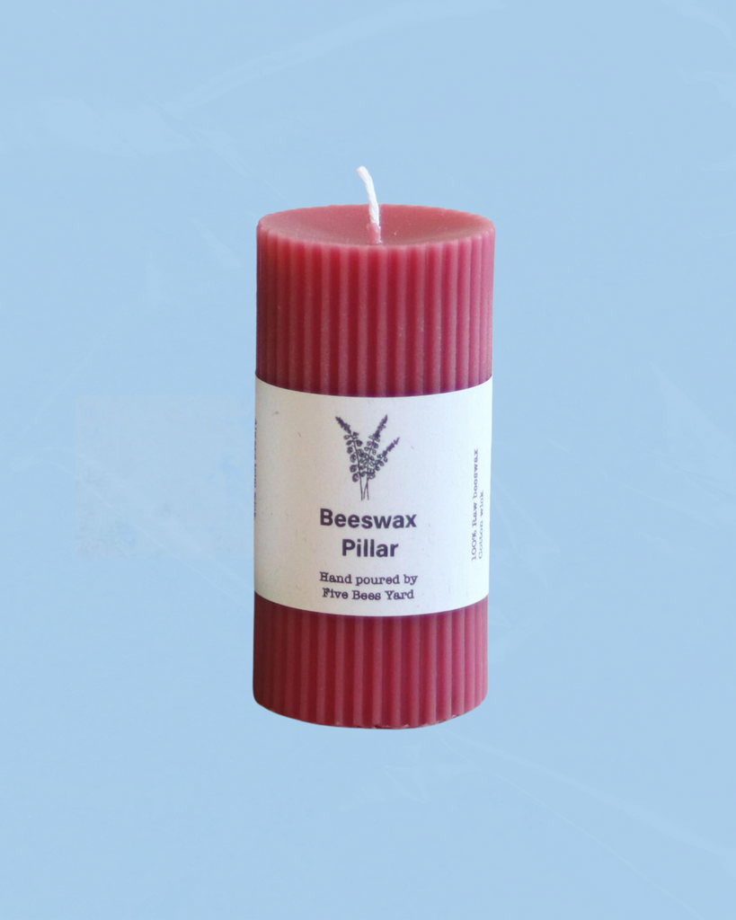 beeswax pillar candle - burgundy red