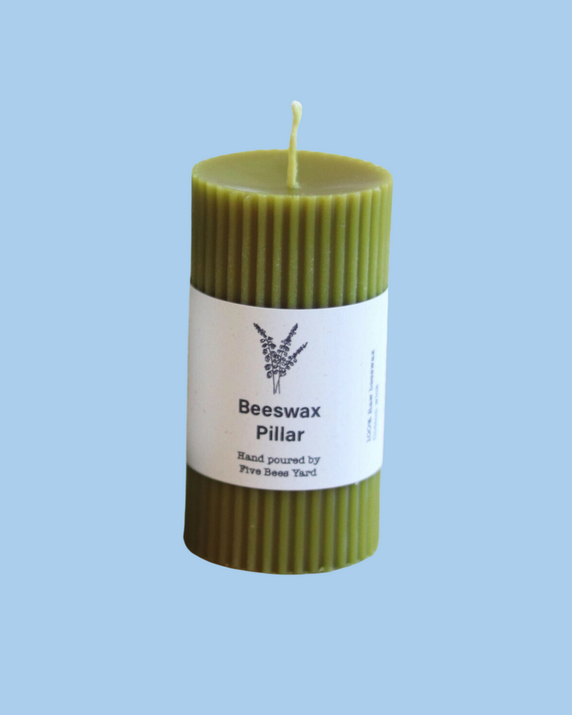 beeswax pillar candle - olive