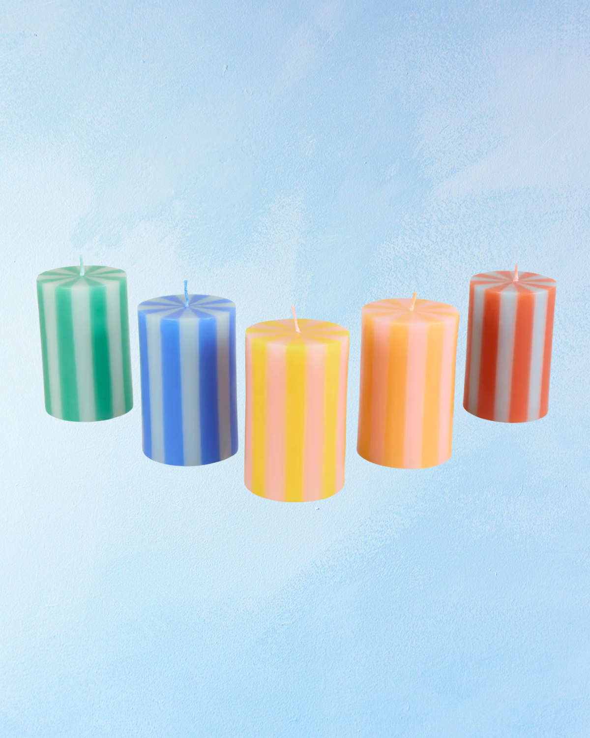 bougie - pilier : multicolore rayée vif (lot de cinq)