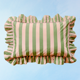 pillowcases - green stripe ruffle