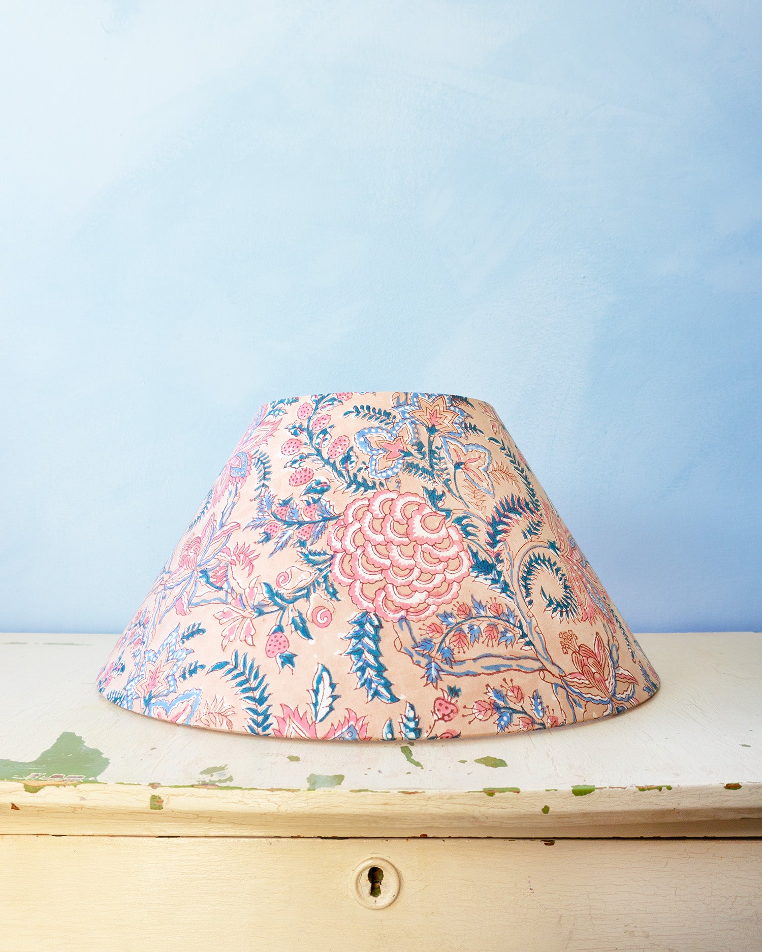 lampshade - peach, pink, and blue floral