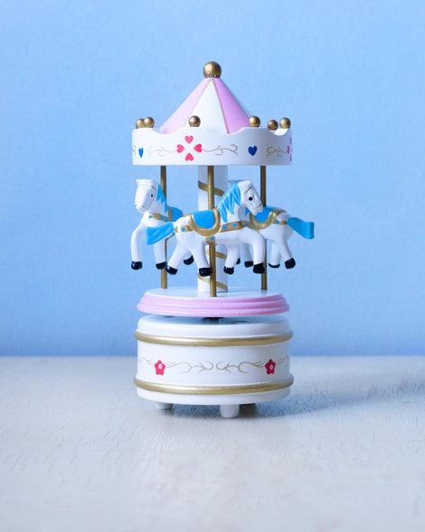 wooden carousel - medium pink and white