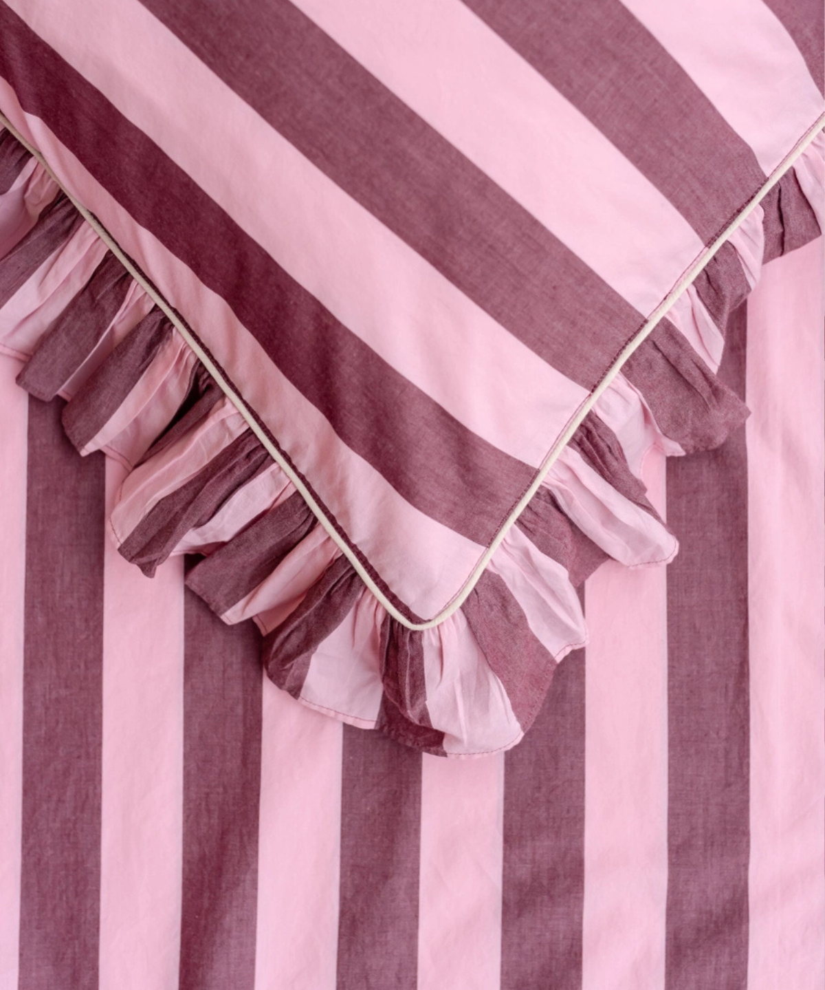 duvet cover & pillowcase set - mpink & burgundy stripe