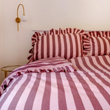 duvet cover & pillowcase set - mpink & burgundy stripe