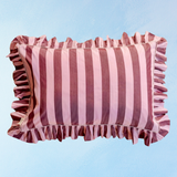 pillowcases - pink & burgundy stripe ruffle