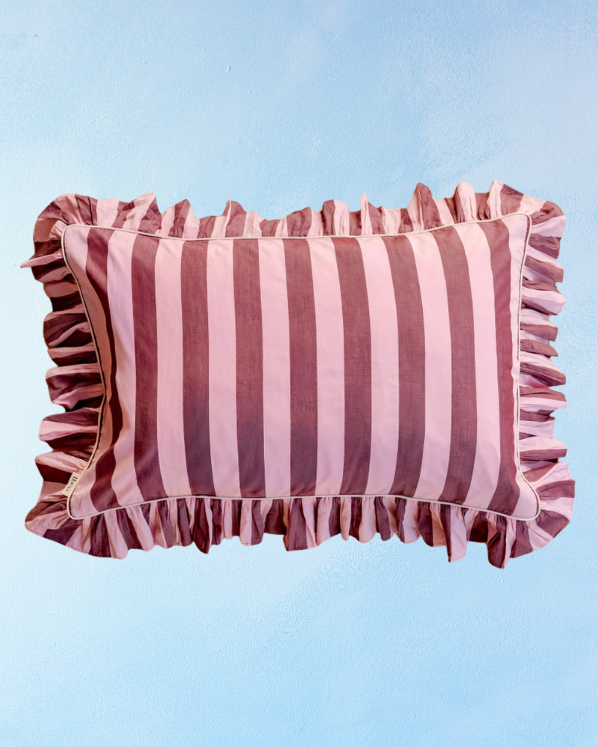 bedding - pillowcases: pink and burgundy stripe ruffle