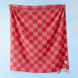 blanket - wool: pink and red check
