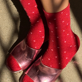 socks - sneaker - lurex red and pink polka dot