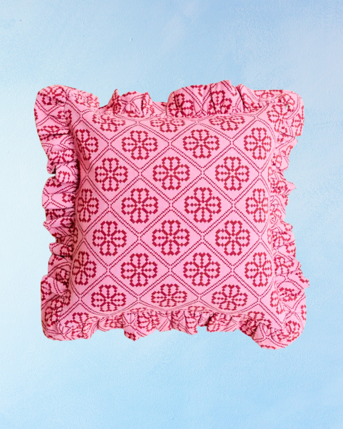pillow - jacquard pink floral