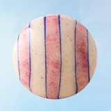 Bouton de meuble en céramique - rayé rose