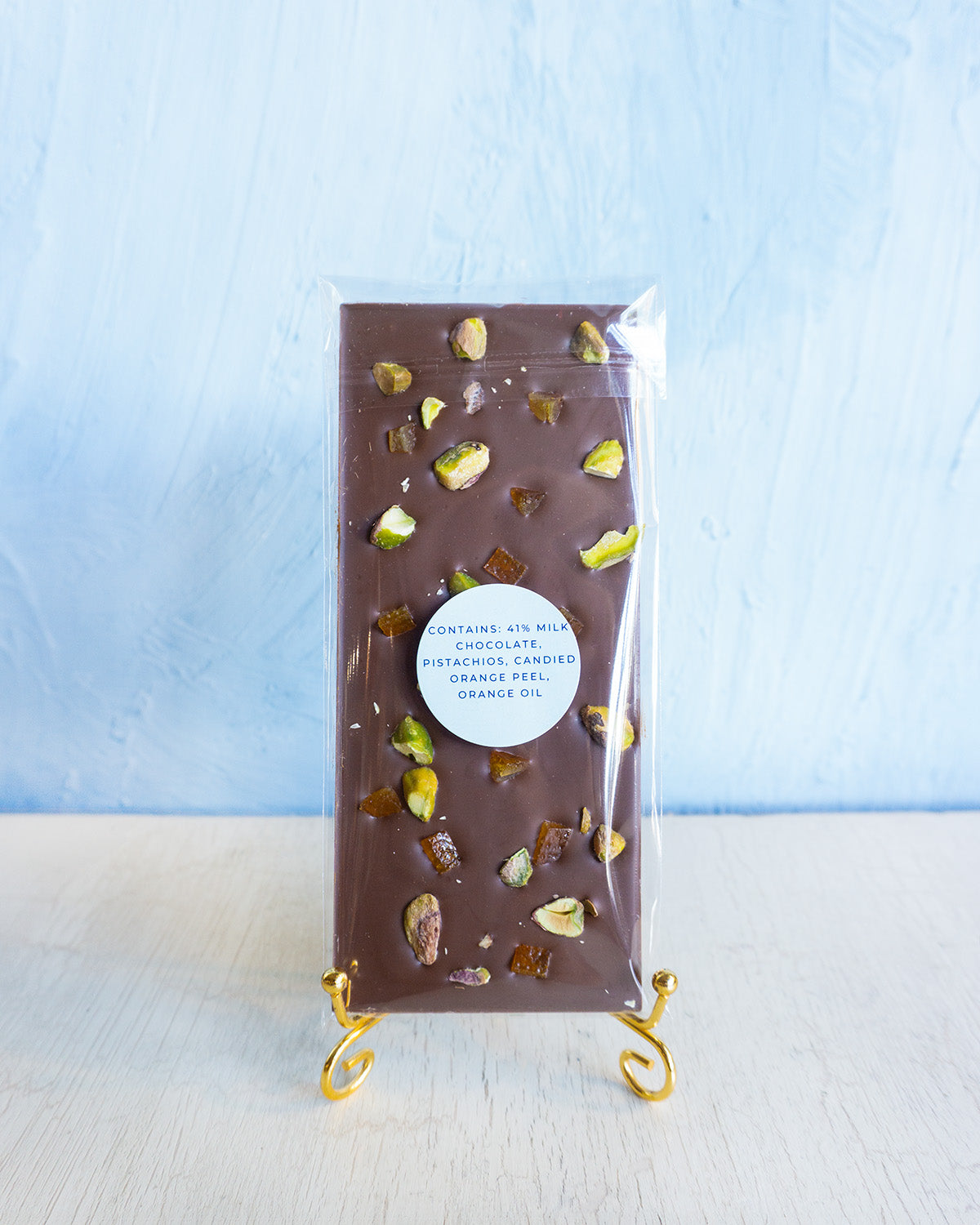 chocolate bar - milk chocolate and pistachios