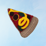 dog toy - hand knit pizza squeaker