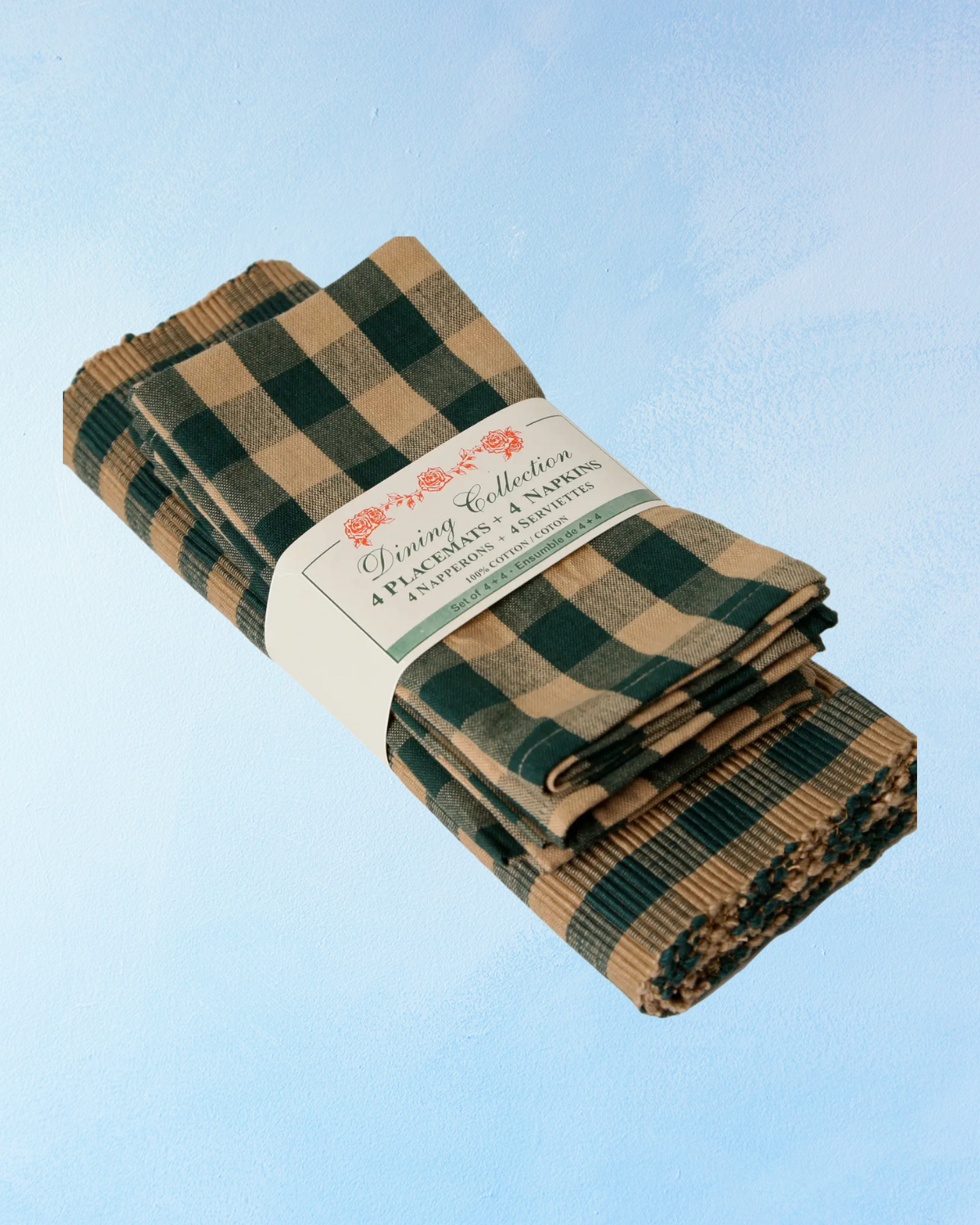 placemat and napkin set - green check