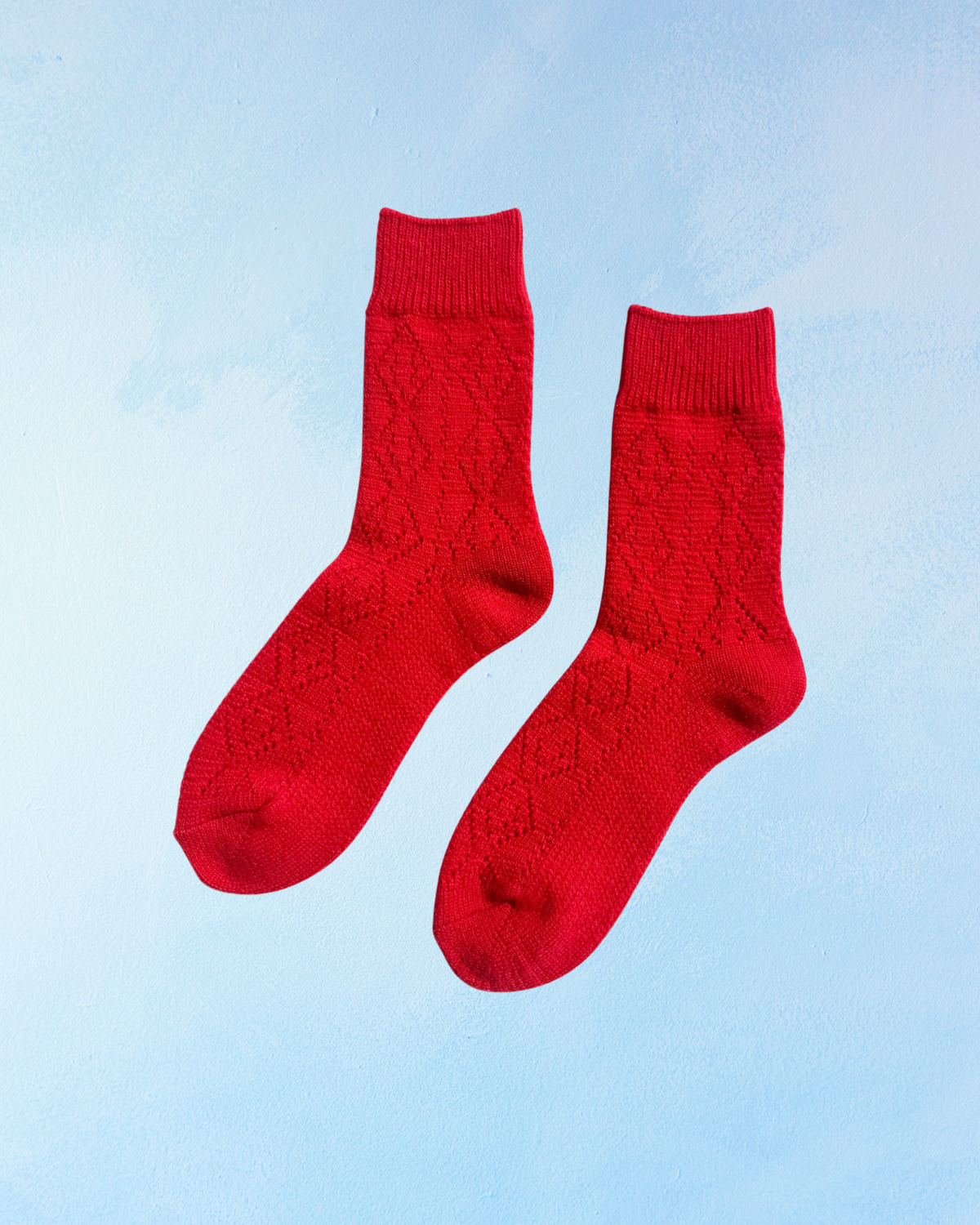 socks - cashmere pointelle - red