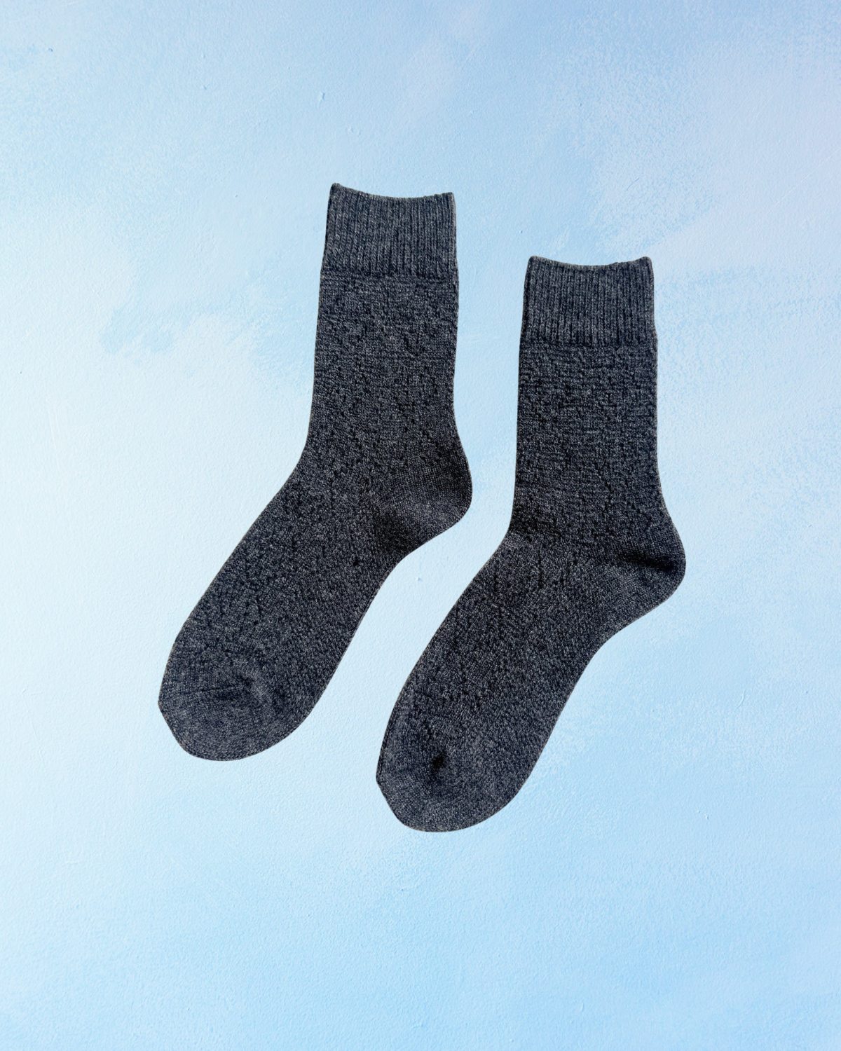 socks - cashmere pointelle - charcoal