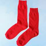 socks - modal eyelet - poppy red