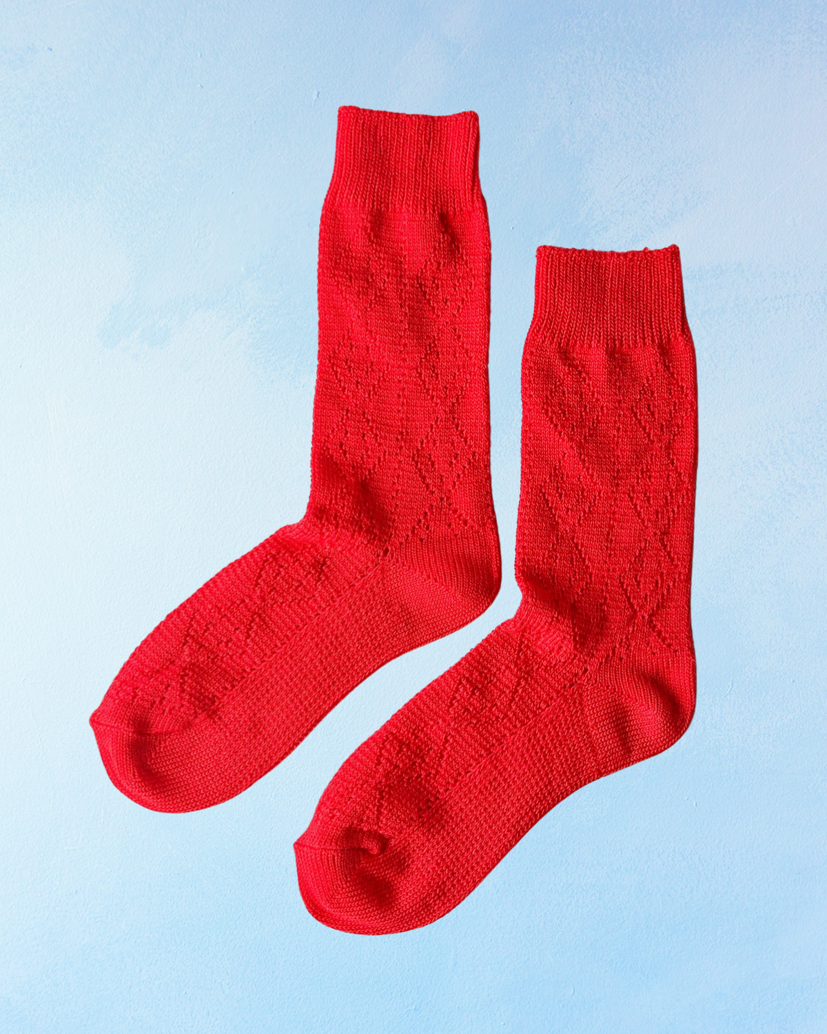 socks - modal eyelet - poppy red