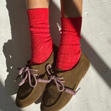 socks - modal eyelet - poppy red