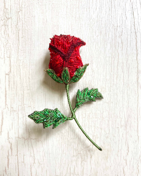 brooch - red rose bud